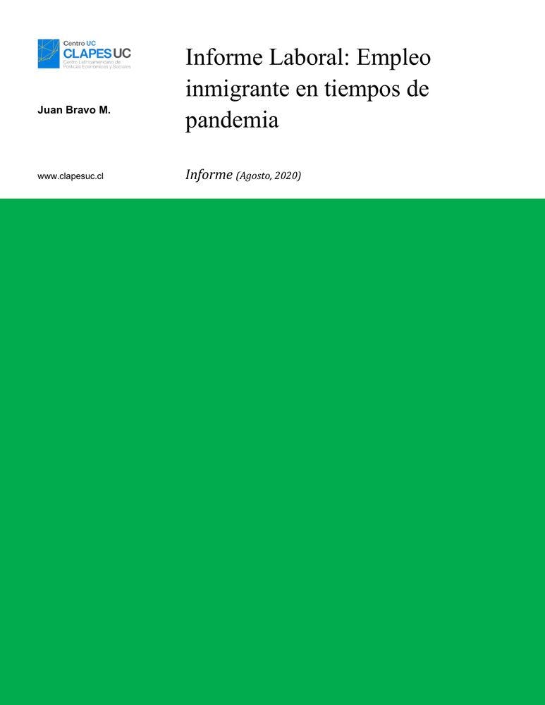 Informe Laboral: Empleo inmigrante en tiempos de pandemia
